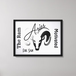 Impressão Em Tela Signo e Símbolo de Áries emoldurado