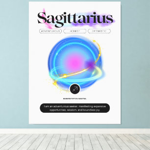 Impressão Em Tela Signo Zodiacal Moderno Sagitário Cota Elemento Fog