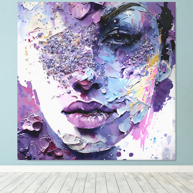 Impressão Em Tela "Silêncio Cristalino" - Um Retrato Roxo (Insitu(piso de madeira))