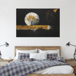Impressão Em Tela Silêncio Dourado Sob a Lua