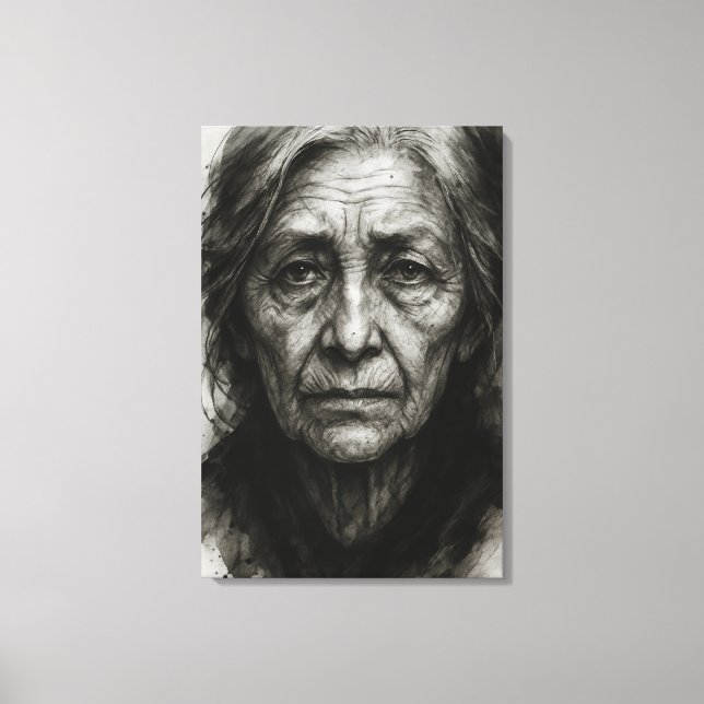 Impressão Em Tela Silêncio sem fim - Tela de verdade enrugada (Frente)