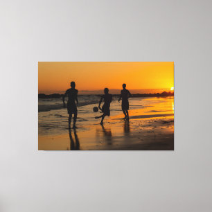 Impressão Em Tela Silhouette of Youths Playing Soccer on a Brazilian