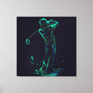 Impressão Em Tela Silhouette Verde Golfer Minimalista