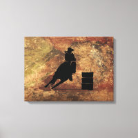 Silhueta de Barrel Racing Girl em uma textura verd