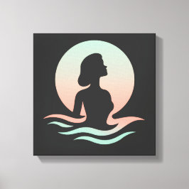 Impressão Em Tela Silhueta de Mulher Serena em Ondas Pastel
