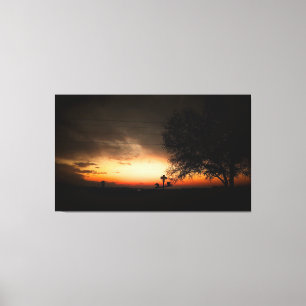 Impressão Em Tela Silhueta de uma Árvore ao Pôr do Sol