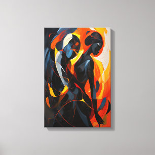 Impressão Em Tela Silhueta Elegante de Abstrato em Arte Fiery Tones