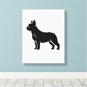 Impressão Em Tela Silhueta Minimalista de Bulldog Francês