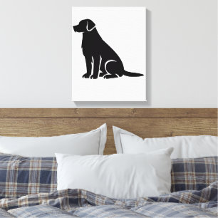 Impressão Em Tela Silhueta Minimalista do Labrador Retriever Preto