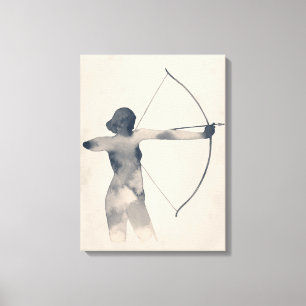 Impressão Em Tela Silhueta Watercolor de Arqueiros