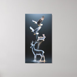 Impressão Em Tela Silhuetas de animais em partículas abstratas