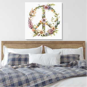 Impressão em Tela Símbolo da Paz Boho Hippy 60s 70