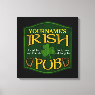 Impressão Em Tela Símbolo de Pub Irlandês Personalizado