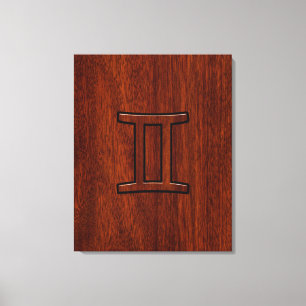 Impressão Em Tela Símbolo Gemini Zodiac em Mahogany como Decor