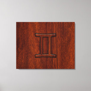 Impressão Em Tela Símbolo Gemini Zodiac em Mahogany como Decor