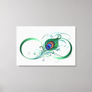 Impressão Em Tela Símbolo Infinito com Pavão