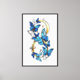 Impressão Em Tela Símbolo Infinito de Borboletas Azuis Morpho