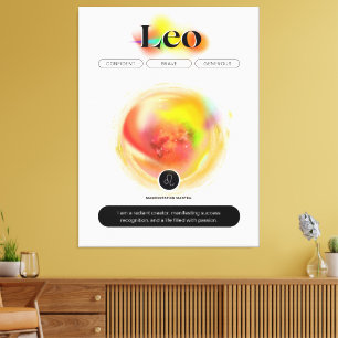 Impressão Em Tela Símbolo Moderno Zodiac Cotação Leo   Elemento Fogo