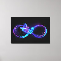 Símbolo Neon Infinity com Hummingbird brilhante