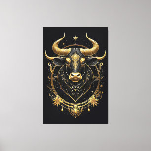Impressão Em Tela Símbolo Ouro Incrível Taurus Zodiac