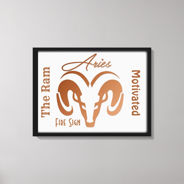 Impressão Em Tela Símbolo Zodiac - Bronze Aries - Framboçado (Frente)