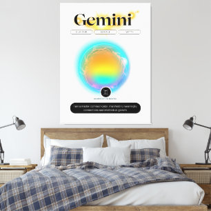 Impressão Em Tela Símbolo Zodiac Moderno Gemini Cita Elemento Ar