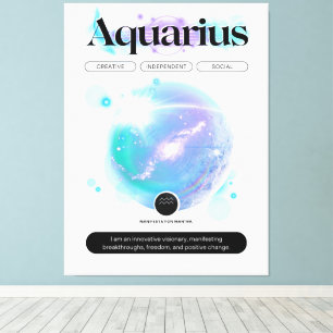 Impressão Em Tela Símbolo Zodiano Moderno Aquarius Citar Elemento de