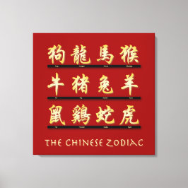 Impressão Em Tela Símbolos bochosos chineses em Dourado