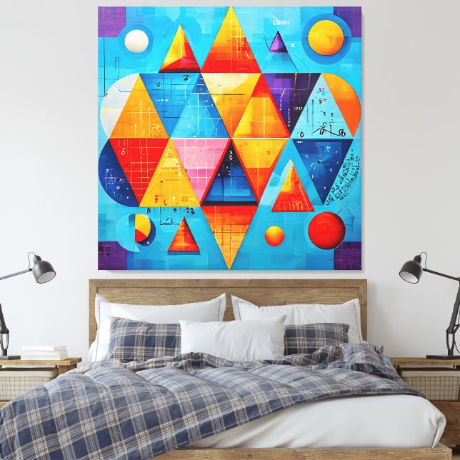 Impressão Em Tela Símbolos Geométricos Abstrato #09 (Insitu(Quarto))