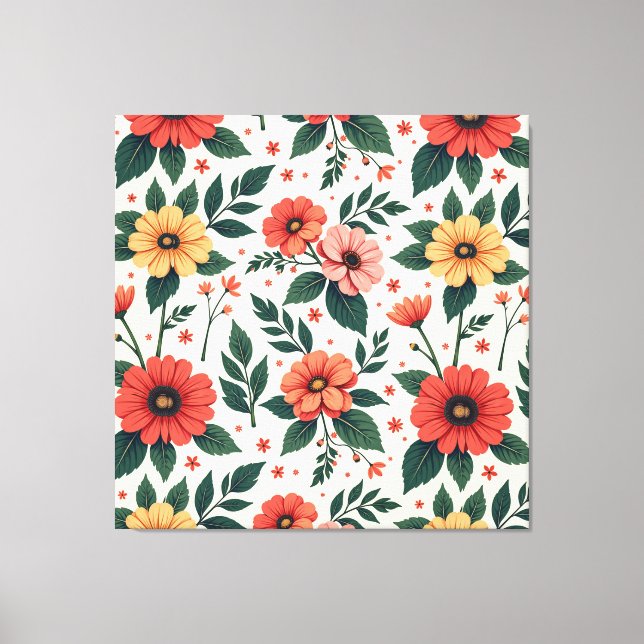 Impressão Em Tela Simetria Floral Clássica (Frente)