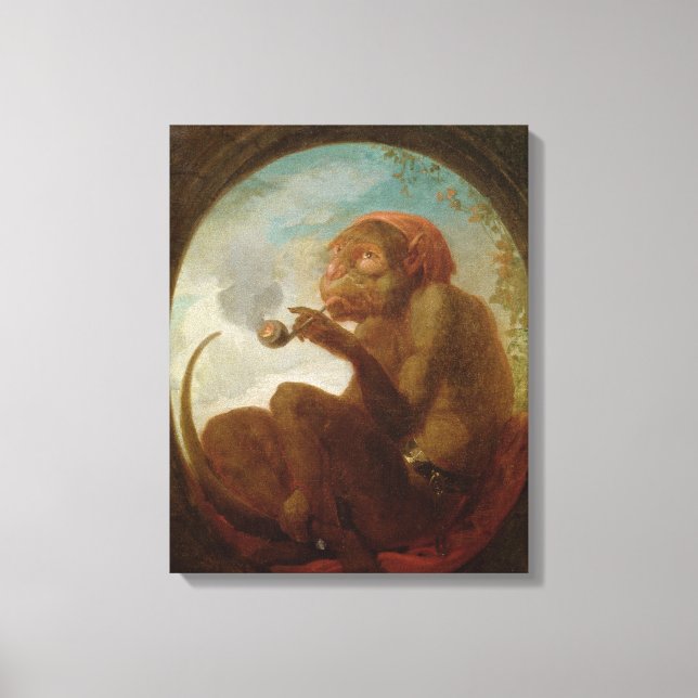 Impressão Em Tela Sinal com macaco fumando cachimbo (Frente)