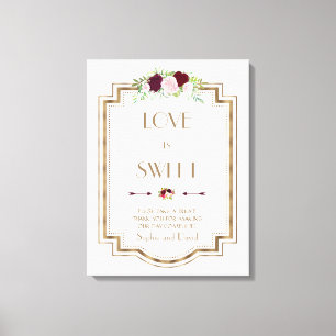 Impressão Em Tela Sinal de Amor Floral Dourado Marsala Outono é Doce