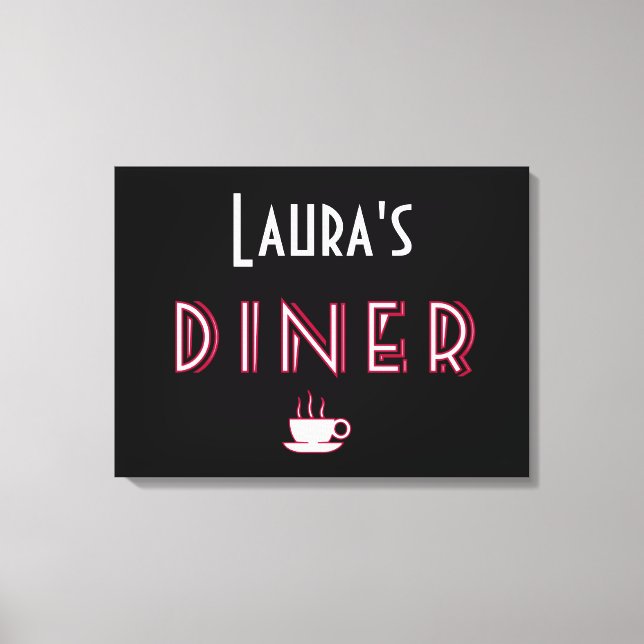 Impressão Em Tela Sinal de Art Deco Diner da Laura (Frente)