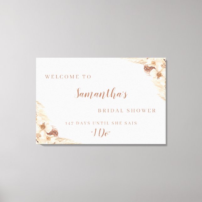 Impressão Em Tela Sinal de Boho Pampas Grass White Orchid (Frente)