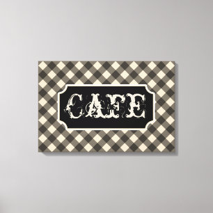Impressão Em Tela Sinal de Café Vintage Preto em Tela de Parede