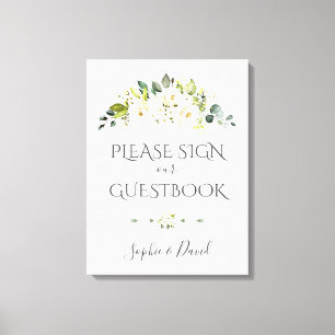 Impressão Em Tela Sinal de Guestbook Floral encantador de Creme Bran