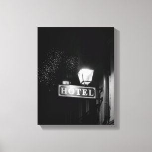Impressão Em Tela Sinal de hotel Vintage, luz de rua e muitas luzes