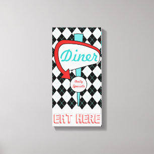 Impressão Em Tela Sinal de Lanchonete Retro Arte de Parede de Cozinh