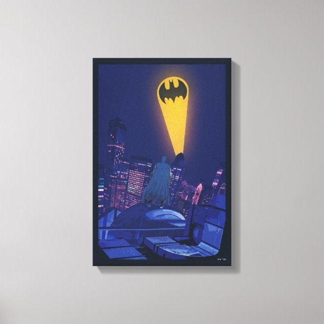 Impressão Em Tela Sinal de Morcego Sobre Gotham (Frente)
