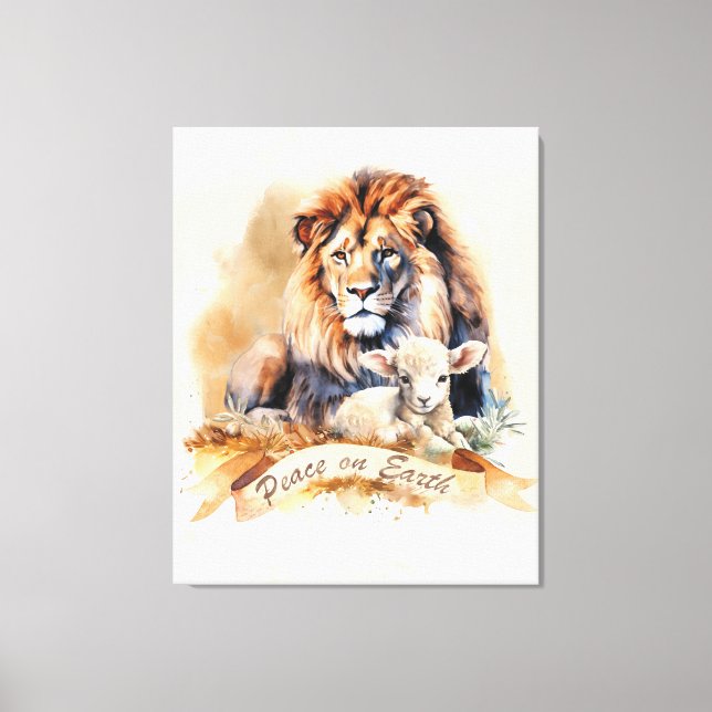 Impressão Em Tela Sinal de Natal do Leão e do Lamb (Frente)