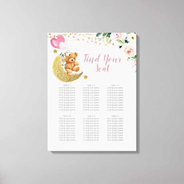 Impressão Em Tela Sinal de Sentado do Urso de Teddy Rosa (Frente)