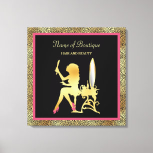 Impressão Em Tela Sinal Dourado cor-de-rosa do boutique da beleza do