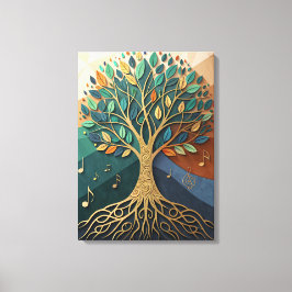 Impressão Em Tela Sinfonia da Natureza Abstrata Árvore de Música Tel