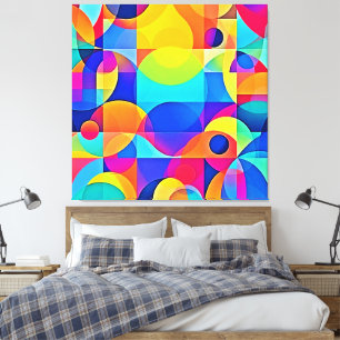 Impressão Em Tela Sinfonia Geométrica de Cores