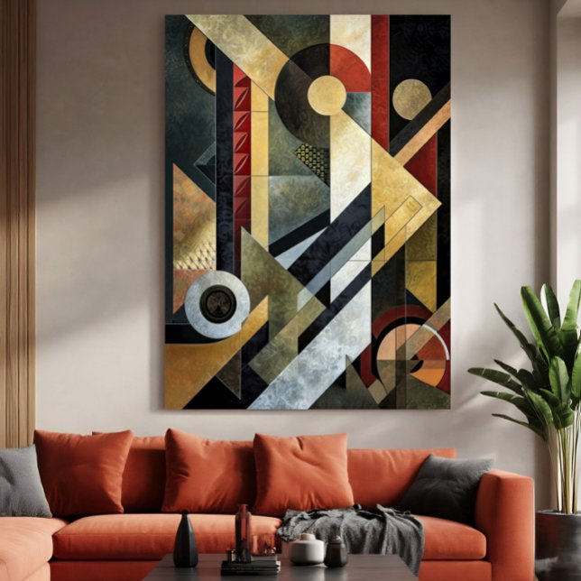 Impressão Em Tela Sinfonia geométrica em Terracotta e Negro (Criador carregado)
