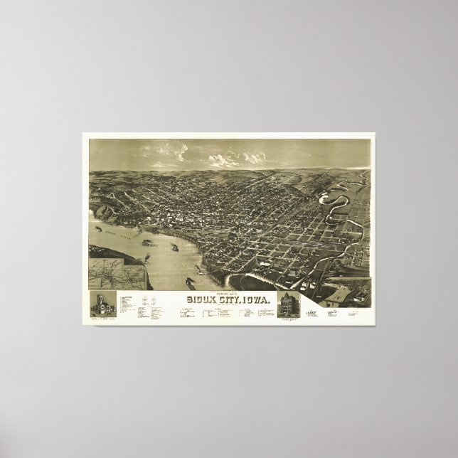 Impressão Em Tela Sioux City, Iowa (1888) (Frente)