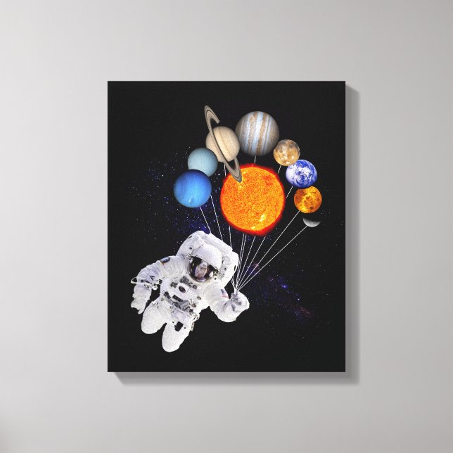 Impressão Em Tela Sistema Solar Planetas Astronautas Via Látea (Frente)