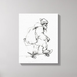 Impressão Em Tela Skateboard Santa Claus com Presentes
