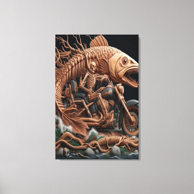 Impressão Em Tela skeleton cavalgou sua bicicleta de helicóptero par (Frente)