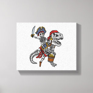 Impressão Em Tela Skeleton do Dinossaur Pirata de Halloween